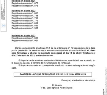 Admitidos escuela infantil 2023-2024