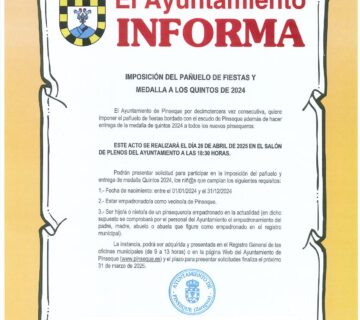 Imposición del pañuelo de fiestas y medallas a los quintos 2024
